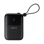 Havit PB5215 10000mAh Power Bank with LED Display, USB-C & Lightning Cable (Black)