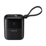 Havit PB5215 10000mAh Power Bank with LED Display, USB-C & Lightning Cable (Black) - Image 3