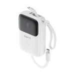 Havit PB5215 10000mAh Power Bank with LED Display, USB-C & Lightning Cable (White) - Image 2