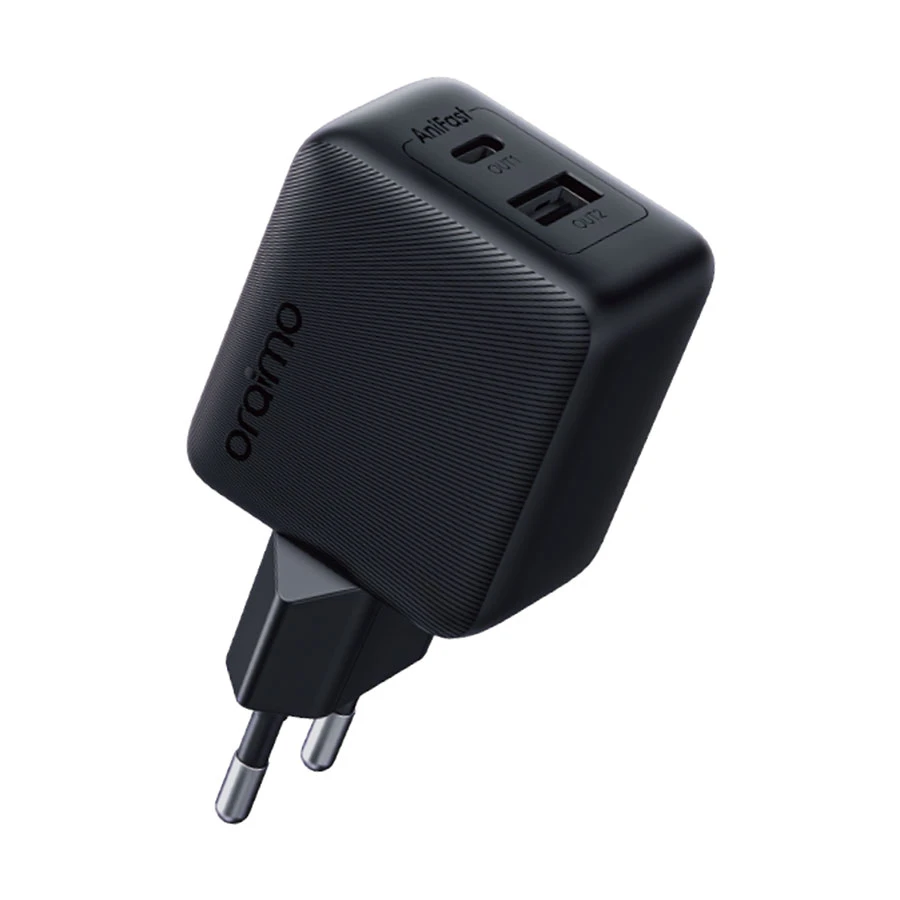 oraimo-cannon-18d-usb-usb-c-18w-black-charger-11739091178 Oraimo Cannon 18D Type-A & Type-C 18W AniFast Charger with USB to Micro USB Black Cable - Image 1